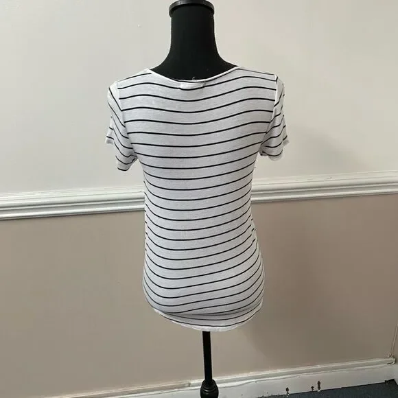 Glitz Navy and White Striped Cross Front Blouse - Picture 3 of 5